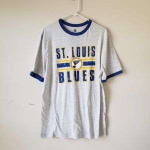 St Louis Blues T-Shirt Tee Mens Large Heathered Light Gray NHL Big Logo NWT